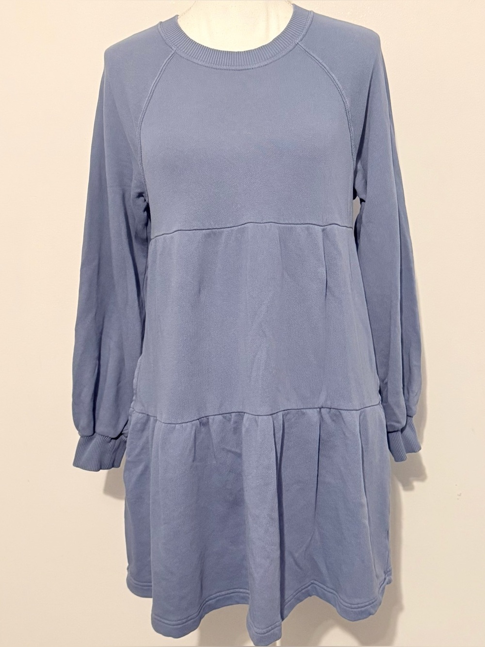 Aerie Weekend Tiered Sweatshirt Dress Blue, Size Medium